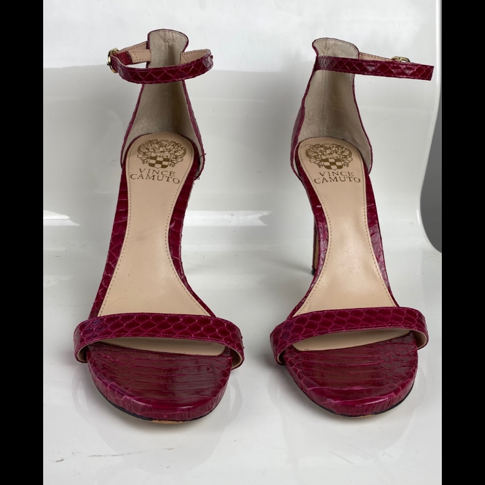 Vince Camuto Ankle Strap Croc Pink Heels Sz 7.5